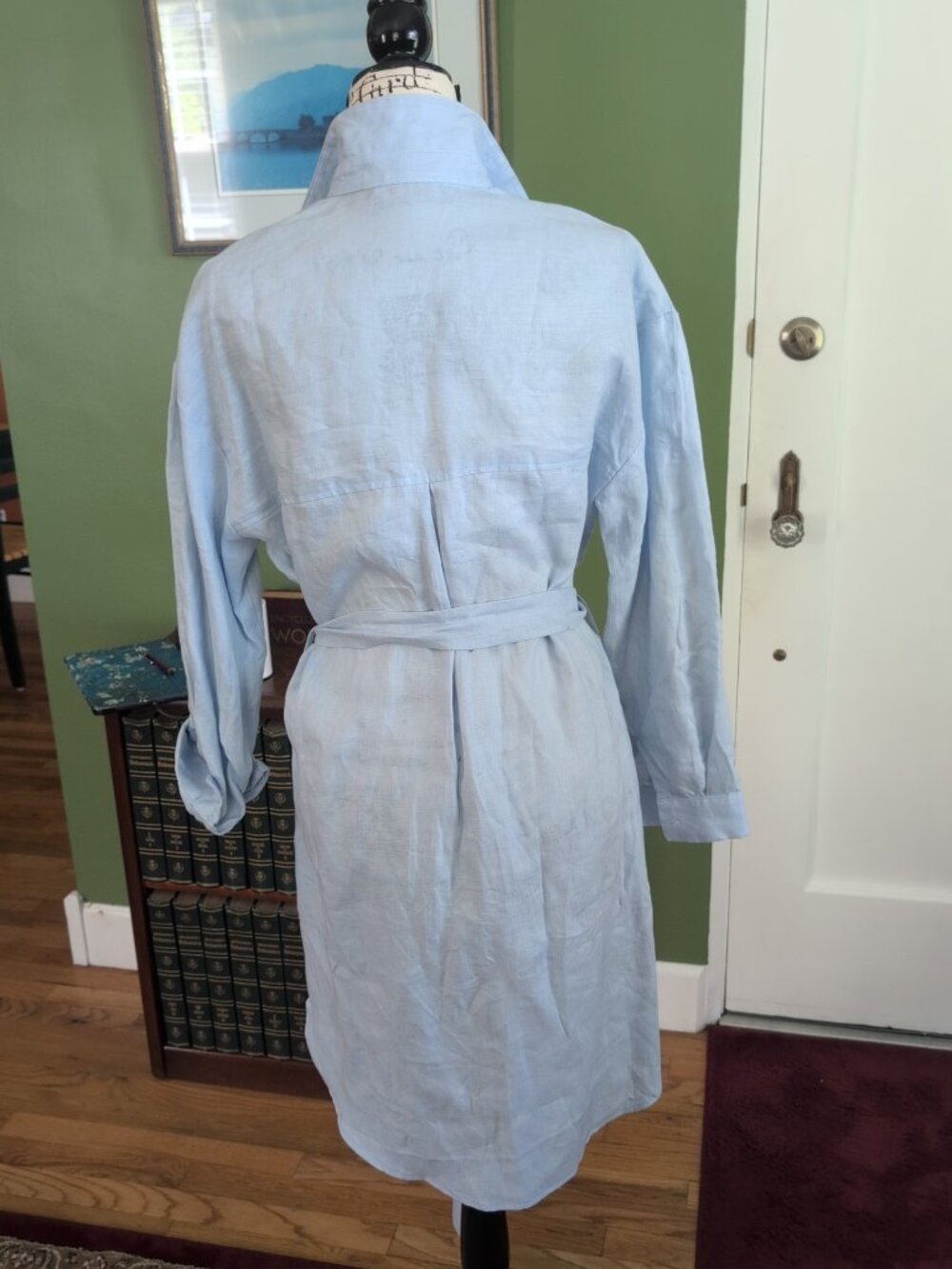 OnBir 100% Lite Blue Linen Dress NWT One Size - Picture 6 of 12
